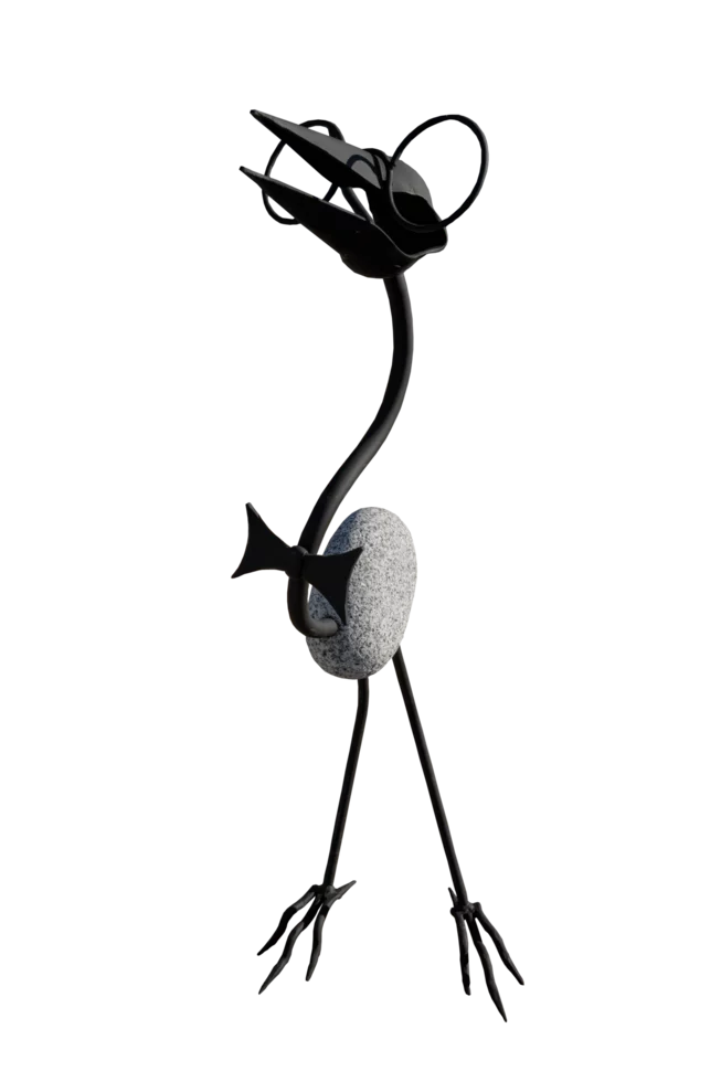 Kamenný pták s brýlemi a motýlkem