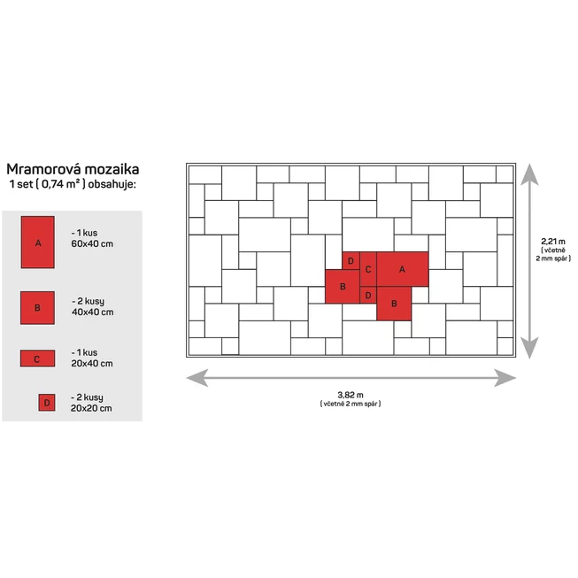 Mramor M99 Pina mozaika - obklad / dlažba