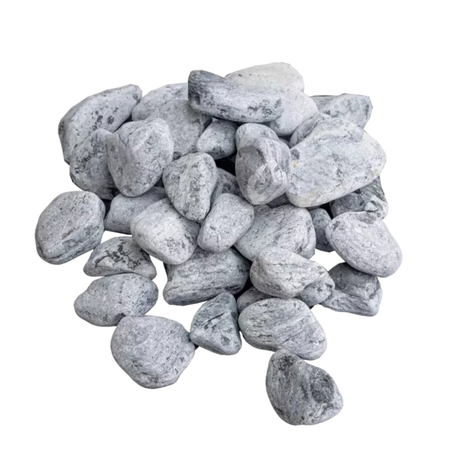 Mramor SILVER M81 dekorační valouny / okrasné kamenivo