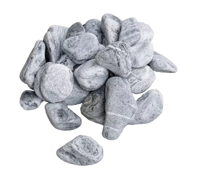 Mramor SILVER M81 dekorační valouny / okrasné kamenivo