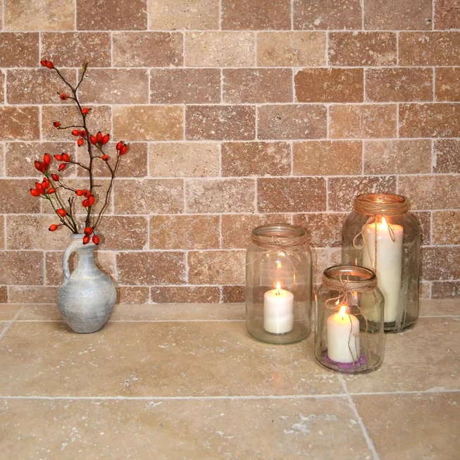 Travertin Antik COFFEE ATR55 kamenný cihličkový obklad