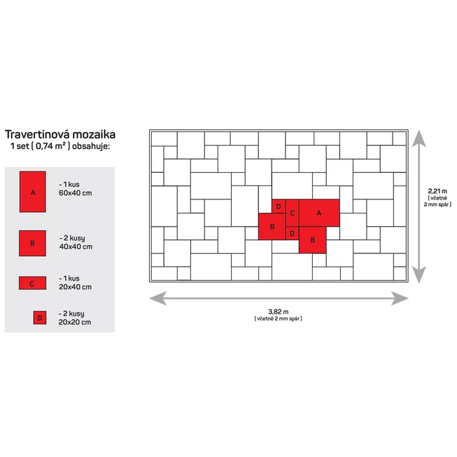 Travertin Antik COFFEE ATR55 mozaika - obklad/dlažba
