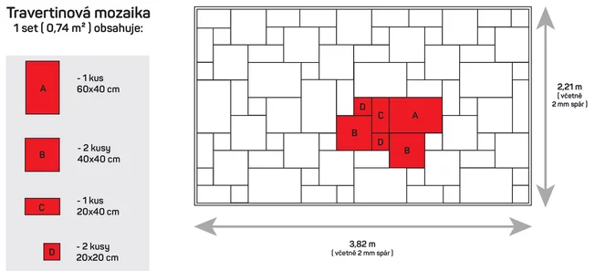 Travertin Antik GRANDE ATR57 mozaika - obklad/dlažba