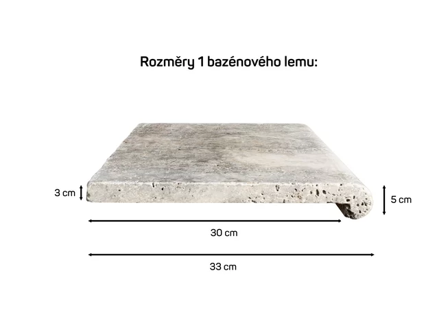 Travertin BLUE SKY ATR73 bazénový lem s nosem