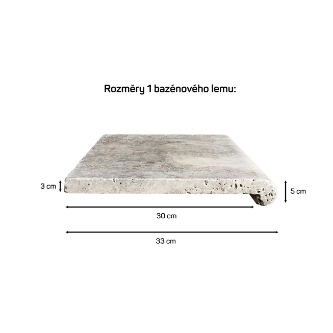 Travertin BLUE SKY ATR73 bazénový lem s nosem