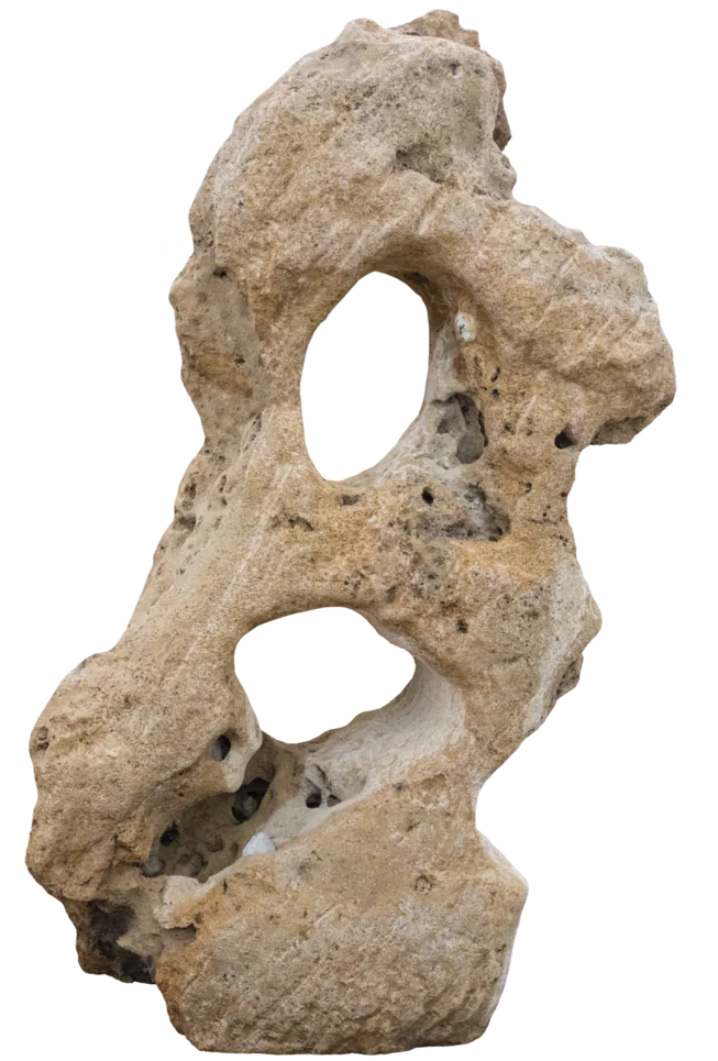 Travertin děravý TR51 podřezaný solitérní kámen