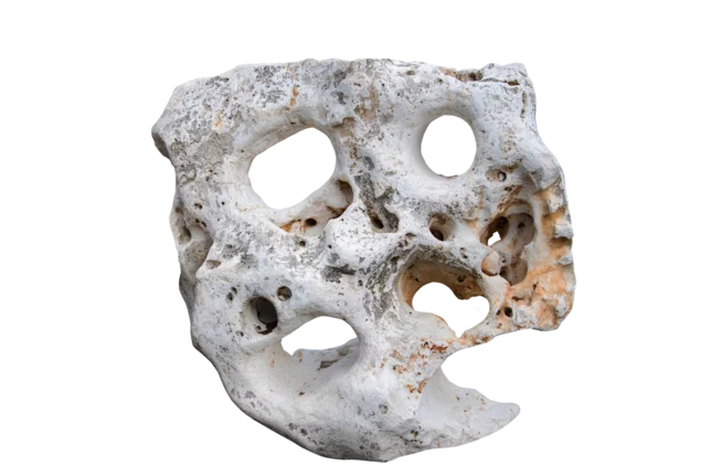 Travertin děravý TR51 podřezaný solitérní kámen