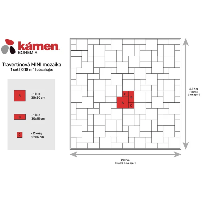 Travertin LATTE ATR59 MINI mozaika - obklad / dlažba