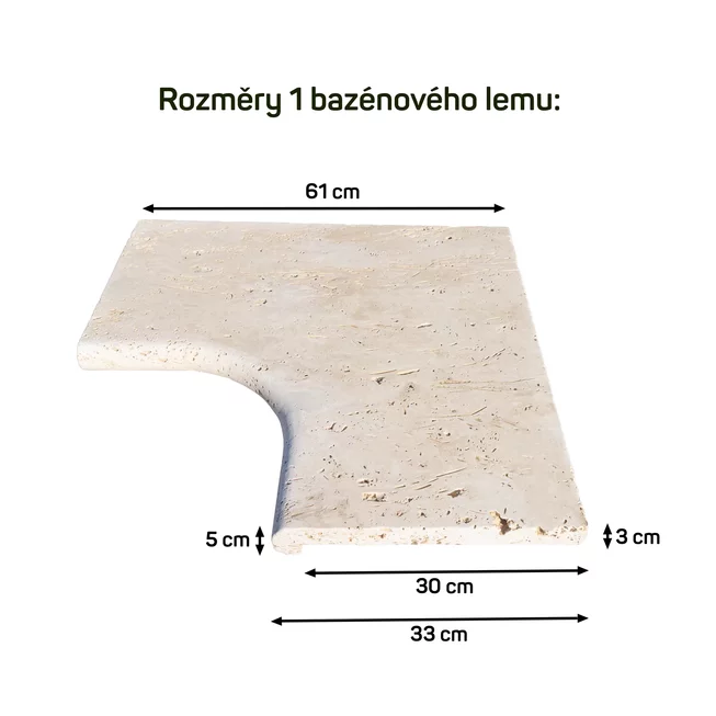 Travertin LIGHT ATR22 bazénový lem - vnitřní roh