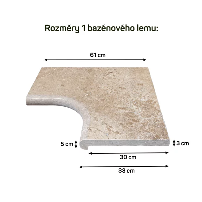 Travertin MOCCA ATR56 bazénový lem - vnitřní roh