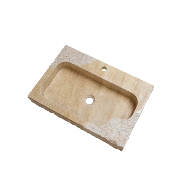 Travertin umyvadlo leštěné hranaté TR22
