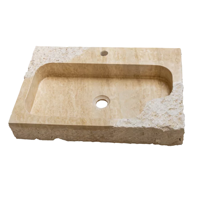 Travertin umyvadlo leštěné hranaté TR22